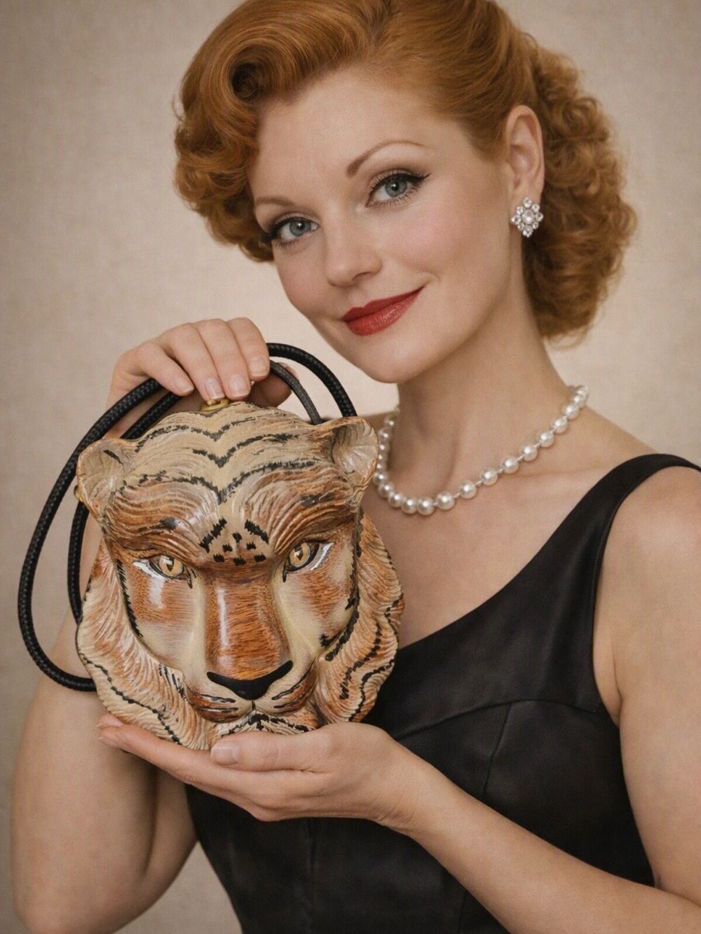 RARE Timmy Woods Beverly Hills Rare Lion Face Crossbody Bag Purse